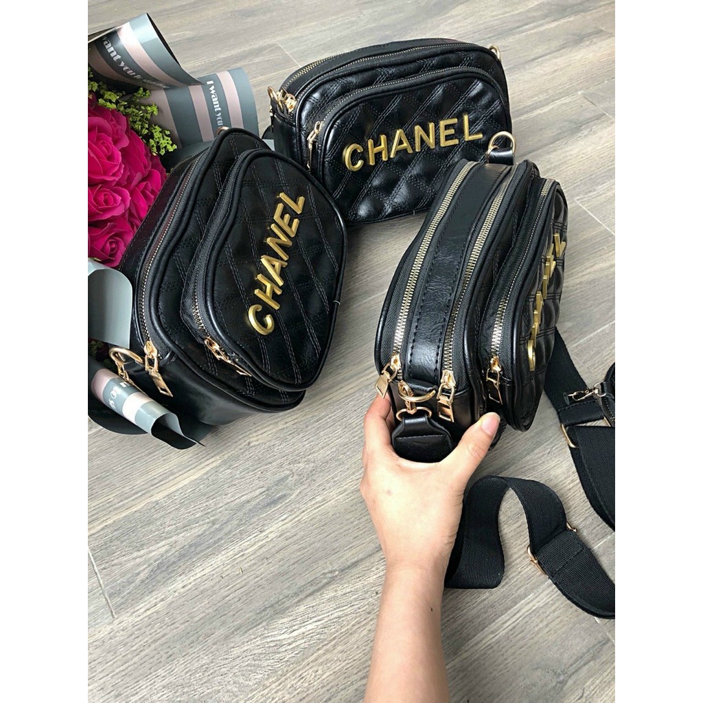 Bộ Túi Vuông Và Ví Đeo Chéo Trần Trám Da PU Cao Cấp 🧡🧡🧡 Freeship