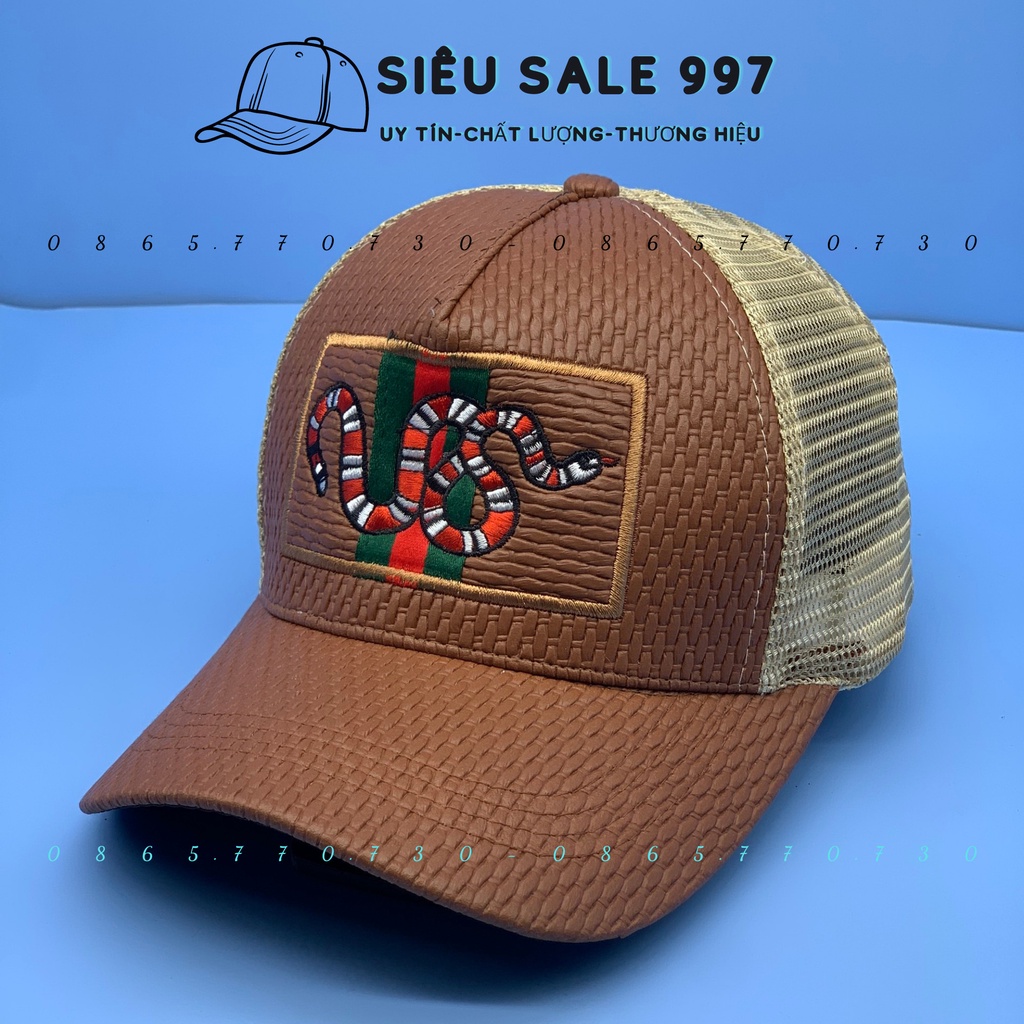 Nón Kết Logo Con Rắn Cao Cấp, Mũ Lưỡi Trai Họa Tiết Rắn Phối Lưới Siêu Đẹp