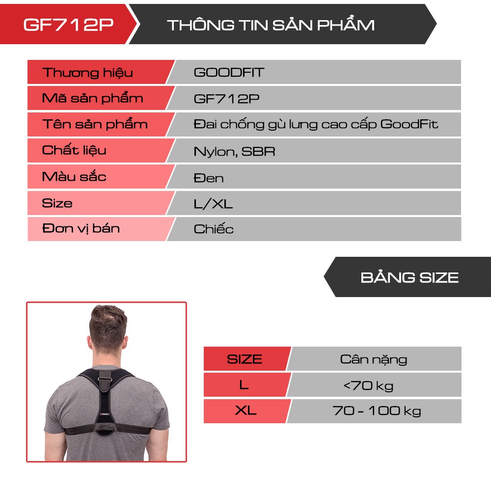 Đai chống gù lưng cao cấp GoodFit GF712P