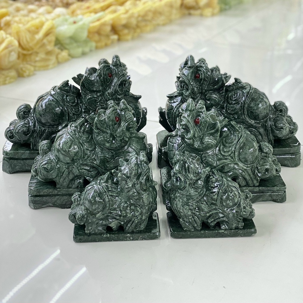 Tỳ Hưu Phong Thủy , Cặp Tỳ Hưu Đá Tự Nhiên 100% - Dài 15cm