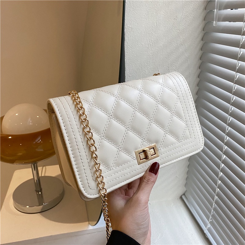 Túi đeo chéo JASMIN NOIR thiết kế khóa cài họa tiết dập caro cổ điển thời trang cho nữ