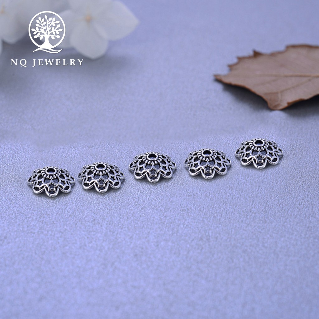 Charm bạc chụp hạt họa tiết - NQ Jewelry