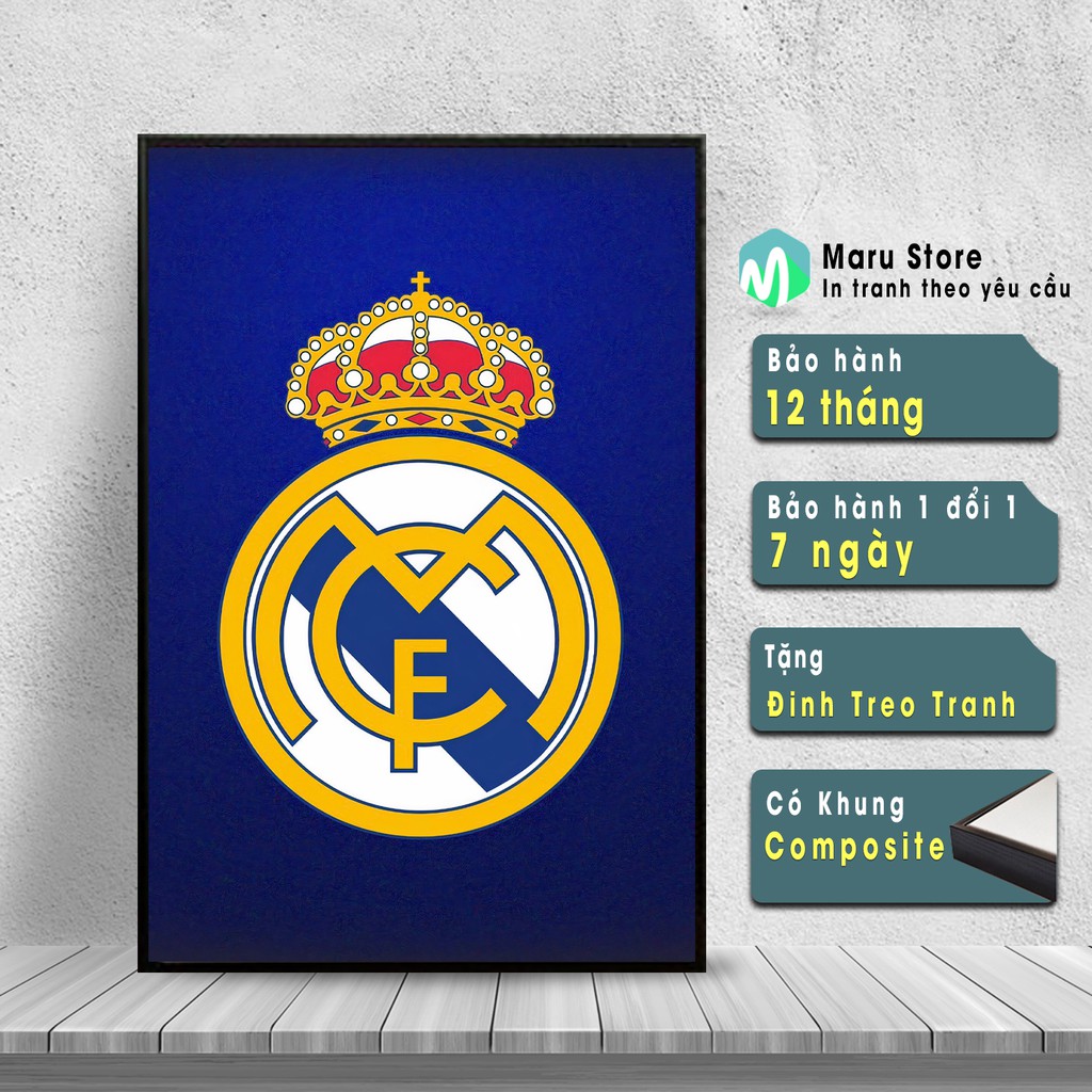 Tranh Canvas Logo Real Madrid, Trang Trí Phòng Đam Mê