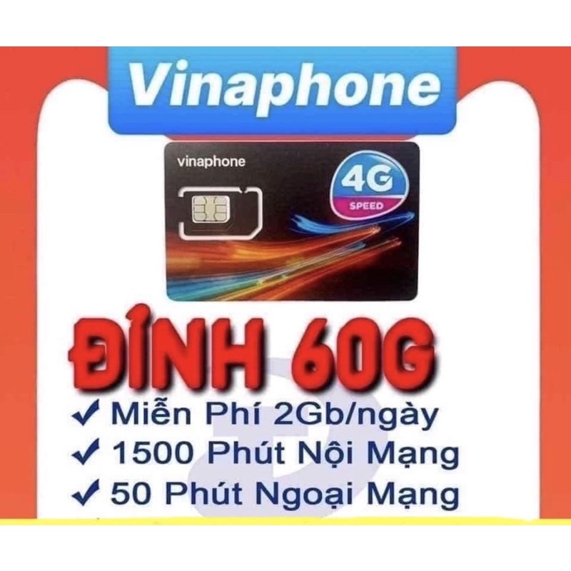 [FREE 30 Ngày sử dụng] sim 4G vinaphone có gói ưu đãi 60Gb/1tháng VD89