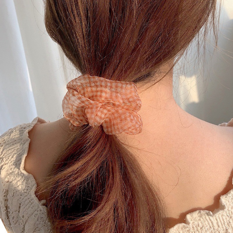 Scrunchies Mivino dây buộc tóc họa tiết caro nhẹ nhàng xinh xắn SC05