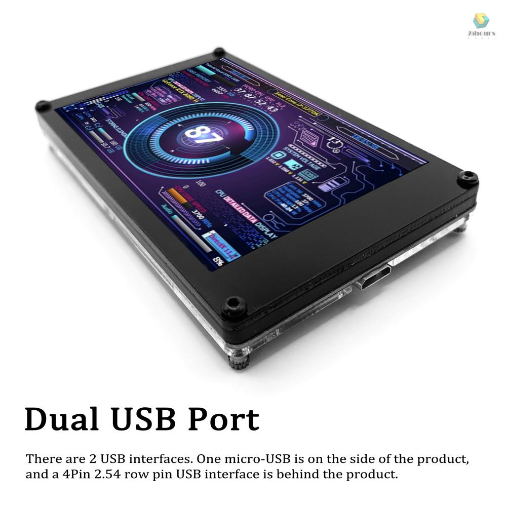 Màn Hình Hiển Thị Lcd 360 Độ IPS 3.5 Inch° Cổng USB Kép Xoay Được Cho Máy Tính Raspberry Pi ITX PC Chassis