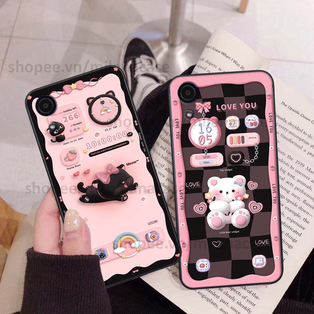 Ốp Samsung A03 Core hình đồng hồ icon gấu mèo cute cực dễ thương ngộ nghĩnh