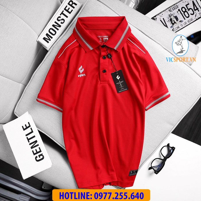Áo Polo UV Egan Màu Đỏ 03 Bảo Vệ Làn Da Phù Hợp Tập Luyện Thể Thao Đi Chơi Dạo Phố UV03 - Vicsportvn