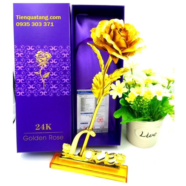 [Quà Tặng ] Hoa Hồng Mạ Vàng 24K