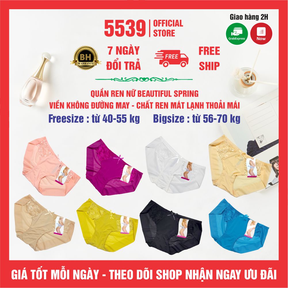 Quần ren nữ đẹp viền không đường may, chất ren mát lạnh thoải mái, co giản tốt,  màu ngẫu nhiên không trùng - Shop 5539