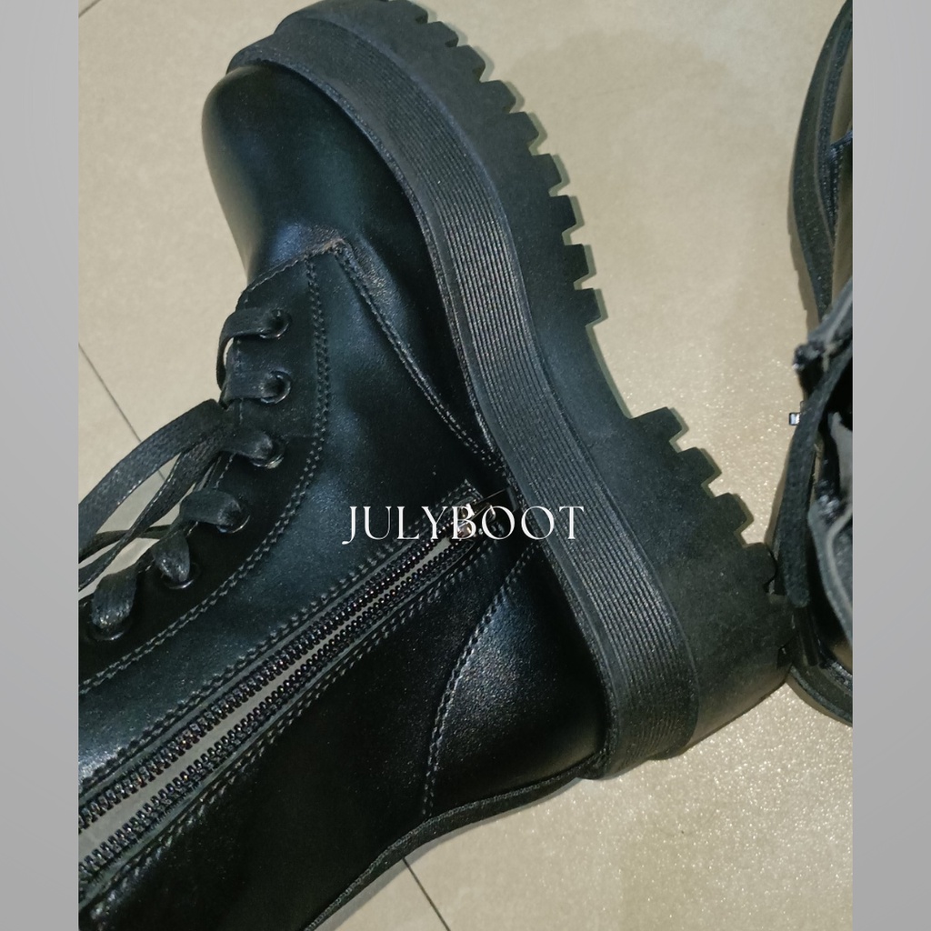 (SẴN) Boot nữ Chiến Binh Cột Dây Bản To Khóa Kéo Hông Chất Da Dày Dặn bt