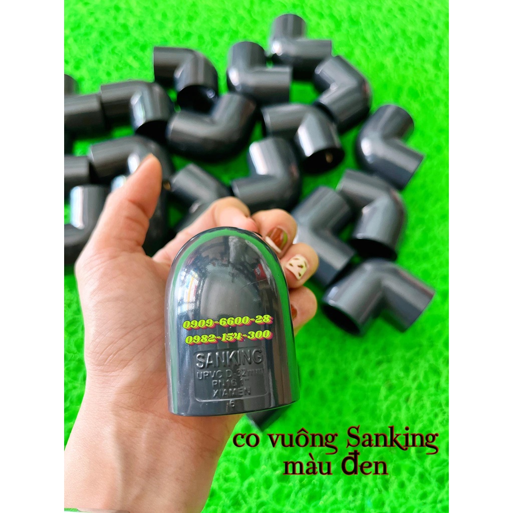 SANKING co vuông, cút vuông, co chữ L, co góc 90 độ PVC 20mm 25mm 32mm 40mm trắng/đen