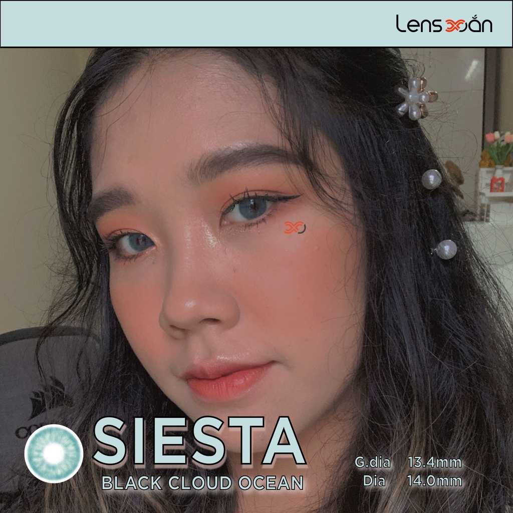 KÍNH ÁP TRÒNG CAO CẤP SIESTA BLACK CLOUD OCEAN: LENS XANH DƯƠNG SÁNG TÂY| PC HYDROGEL| COLOR CL|  LENS XOẮN