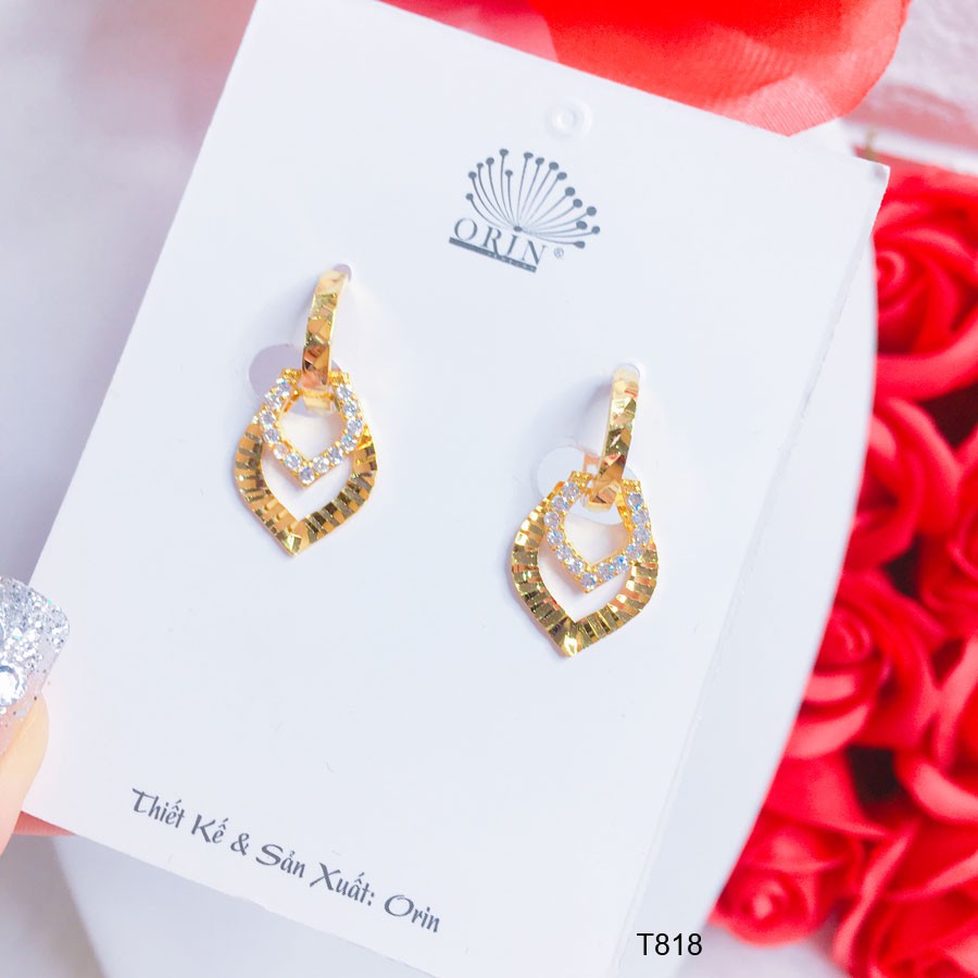 Bông tai nữ 2 lớp đính đá thiết kế cao cấp Orin T818