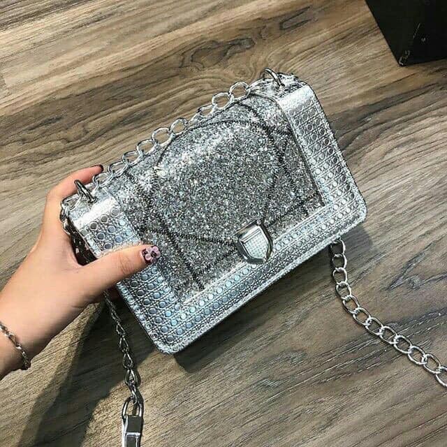 [SALE SỐC] Túi Hộp nhũ kim sa size 22cm DC116