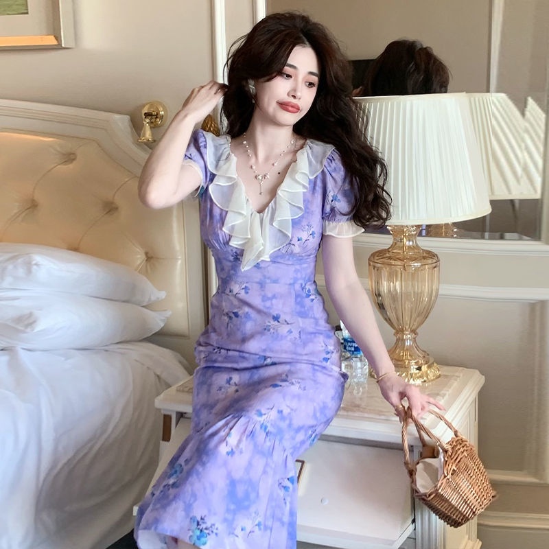 Đầm Midi Màu Tím Dáng Ôm Thời Trang Mùa Hè Xinh Xắn Cho Nữ