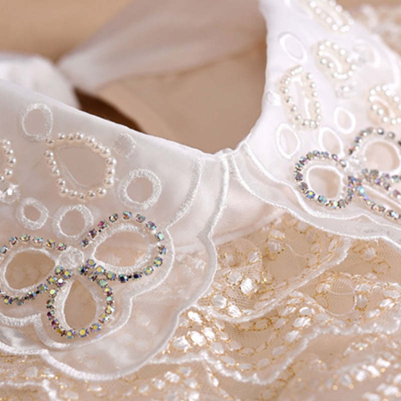 Cổ Áo Sơ Mi Giả Nhiều Lớp Phối Ren Hoa Đính Đá Tháo Rời Được Phong Cách Hàn Quốc Dành Cho Nữ