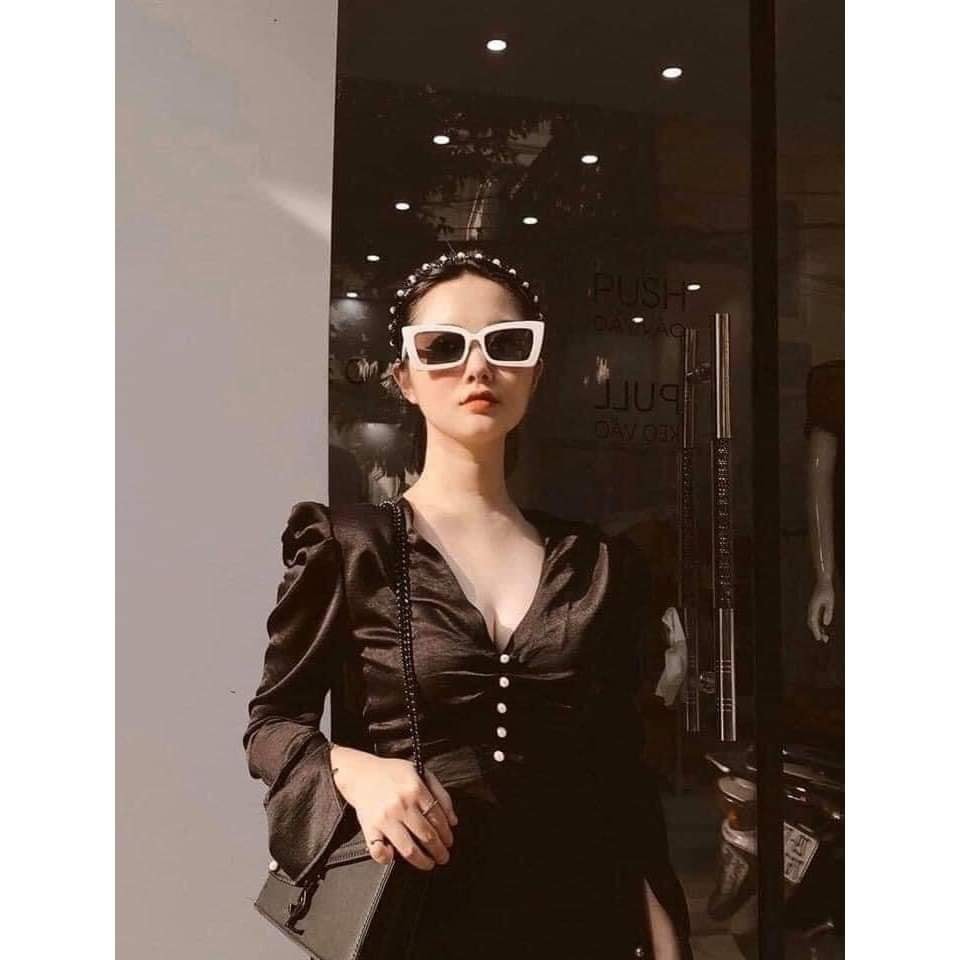 MẮT KÍNH THỜI TRANG NỮ FORM VUÔNG 4 MÀU TRẮNG HỒNG ĐEN BE SIÊU SANG CHẢNH
