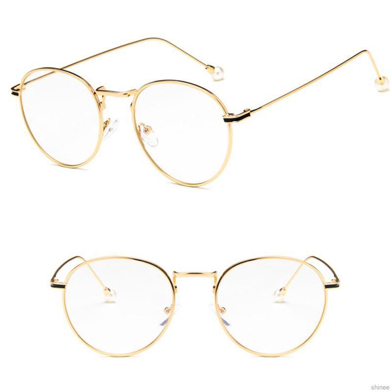 shinee Women Retro Fashion Metal Round Big Frames Clear Lens Eyeglasses