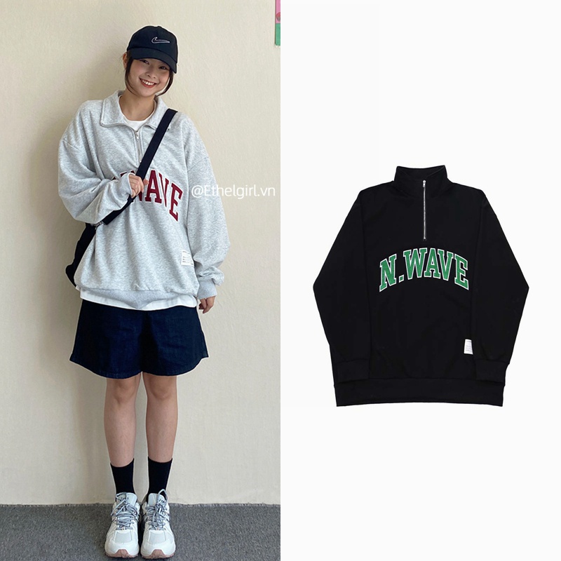 Áo sweatshirt dáng rộng in họa tiết chữ thời trang phong cách retro ulzzang Hàn Quốc dành cho nữ | BigBuy360 - bigbuy360.vn