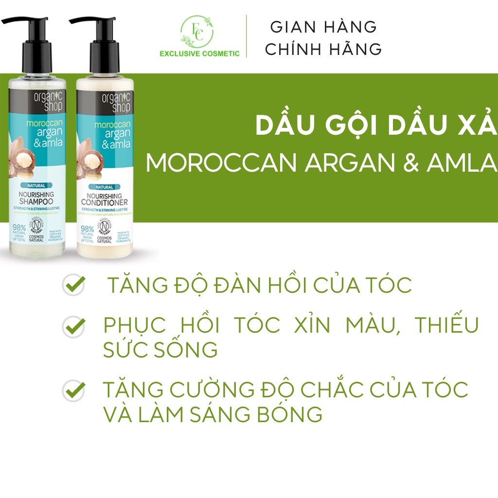 Dầu gội xả Organic Shop Nourishing Conditioner Moroccan Argan &amp; Amla 280ml