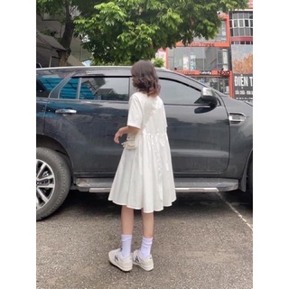 Đầm babydoll cổ đức chất thô mềm