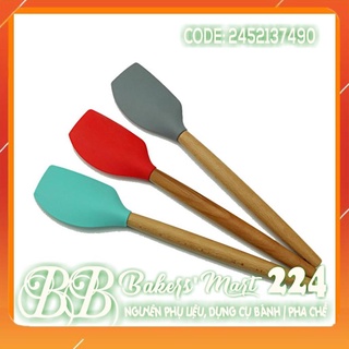 Cây phới vét bột spatula silicone cán gỗ 33.5cm - 1 cây