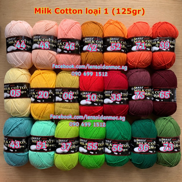 Combo 10 cuộn len Milk cotton loại 1 (tự chọn màu)