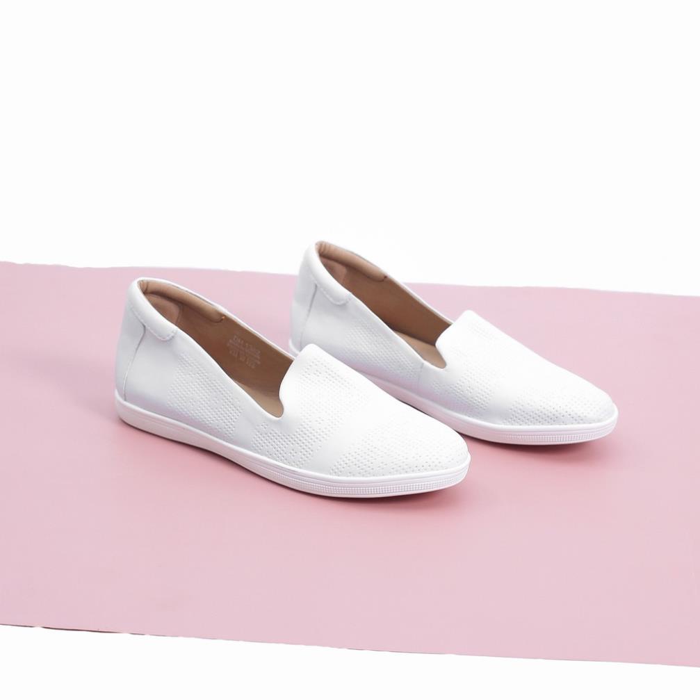 Giày Slipon Đế Cao Su Trắng Siêu Nhẹ Họa Tiết Cắt Laze Pixie X373 ;'