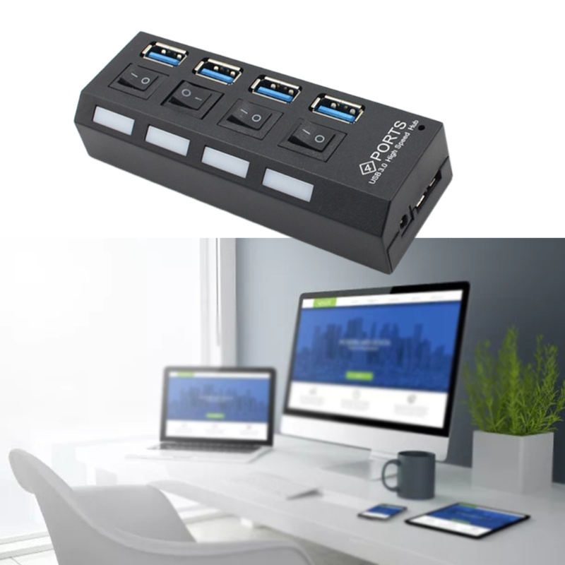 Bộ Chia 4 Cổng USB Shas 3 0 2 0 Kèm Công Tắc Tiện Dụng