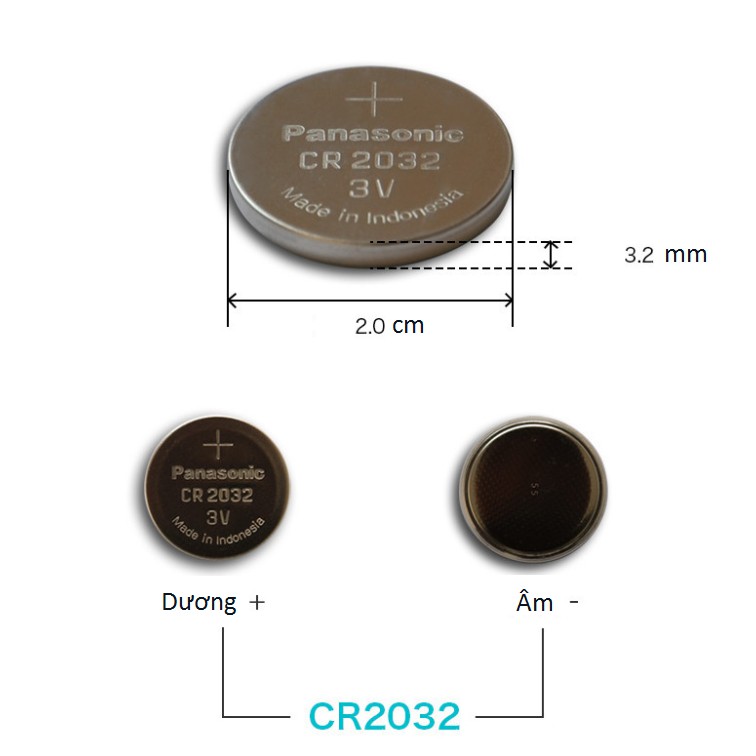 Pin cúc áo \ Pin nút áo. Pin CR2032 / CR2016 / CR2025 Panasonic 3V Lithium Vỉ 5 Viên CHÍNH HÃNG