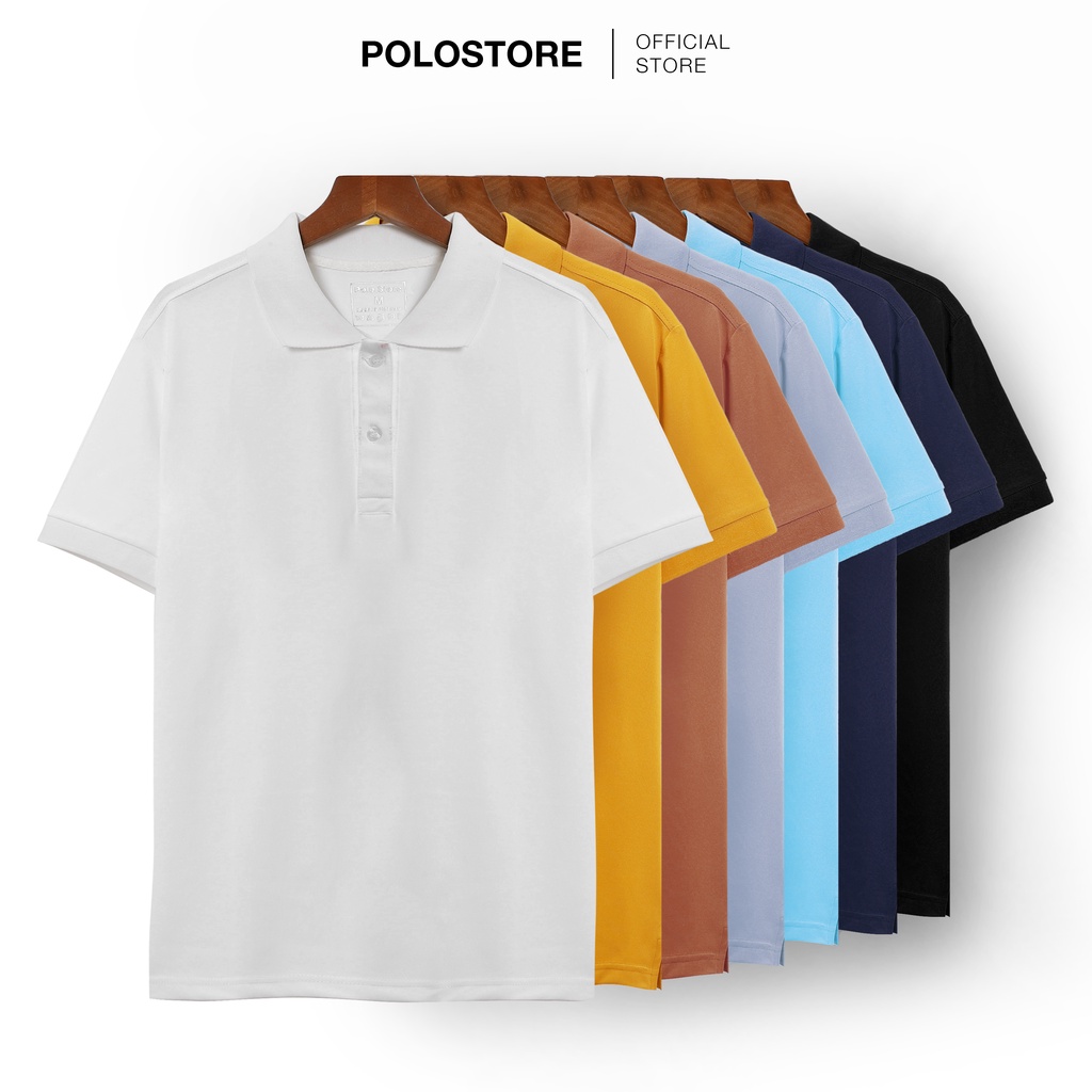 Áo thun polo trơn Nam có cổ bẻ tay ngắn chính Hiệu POLO.STORE Chất cá sấu Cotton 4 chiều mịn mát nhiều màu mới AP05