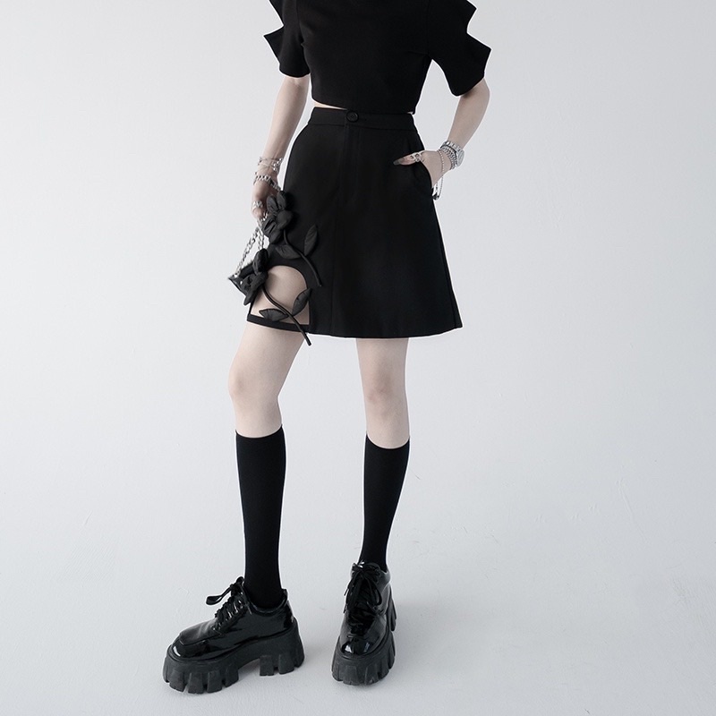 Sét áo phối hoa và chân váy phối hoa 3D siêu ngầu