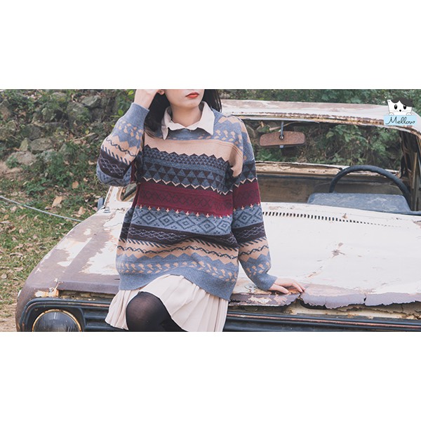 Áo len họa tiết thổ cẩm hotteen