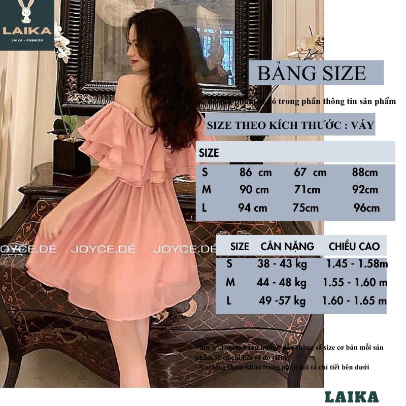 Váy voan tơ 2 lớp trễ vai tay bồng kiểu dáng hàn quốc tiểu thư bánh bèo dễ thương ulzzang -LAIKA