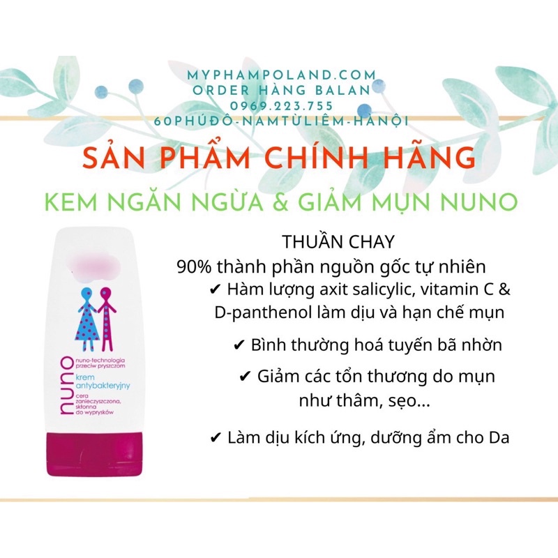 KEM NGĂN NGỪA VÀ GIẢM MỤN NUNO