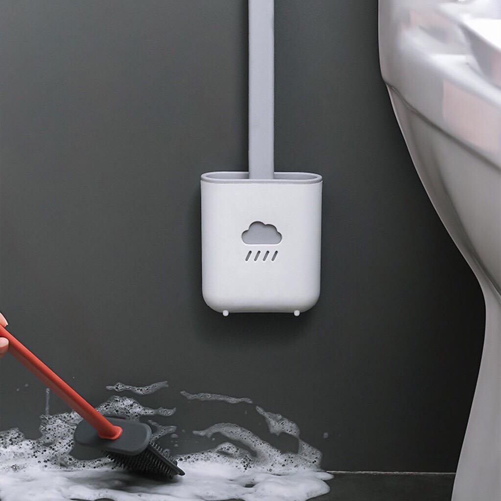 CỌ CHÀ VỆ SINH TOILET BỒN CẦU , NHÀ TẮM HÌNH ĐÁM MÂY LÀM SẠCH MỌI NGÓC NGÁCH BẰNG SILICON CAO CẤP KÈM HỘP TREO TƯỜNG THO