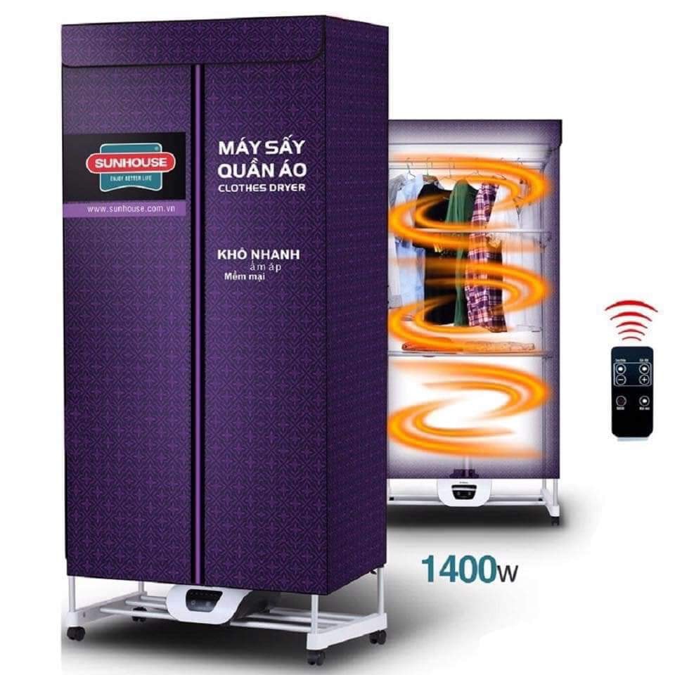 Máy sấy quần áo Sunhouse SHD2707 – sấy 15 kg, 1400 W, 3 tầng, điều khiển từ xa