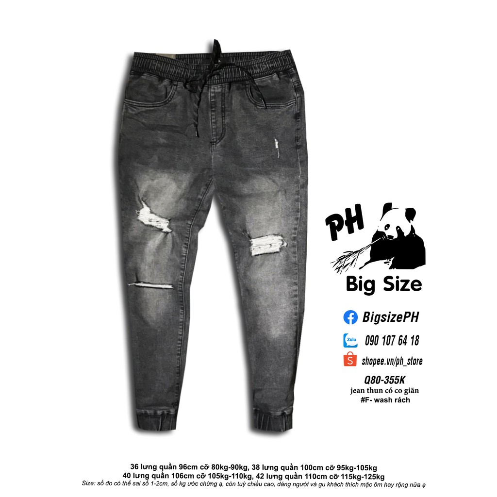 [Nowship/Grab] - [#Bigsize 80kg-125kg]- Quần Joger Jean Thun Dài màu xám co giãn size to- Q80 | BigBuy360 - bigbuy360.vn