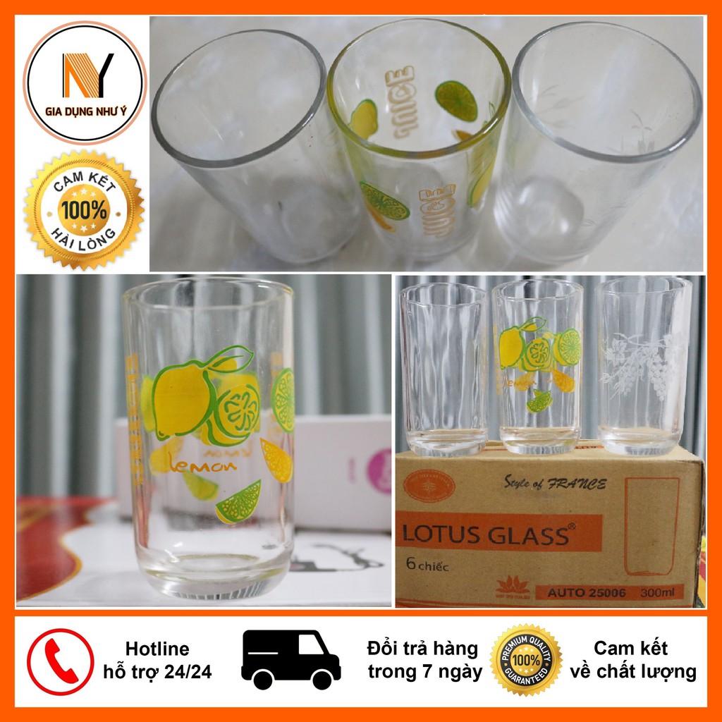 Cốc Thủy Tinh - Bộ 6 Cốc Thủy Tinh Bầu Cao Uống Nước, Sinh Tố 300ml