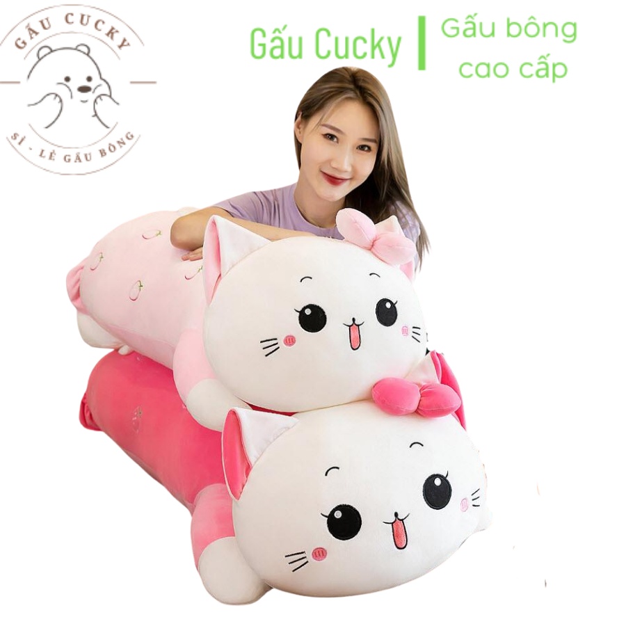 Gấu bông mèo Hello Kitty hồng nằm có nơ size 1m siêu dễ thương cho bé