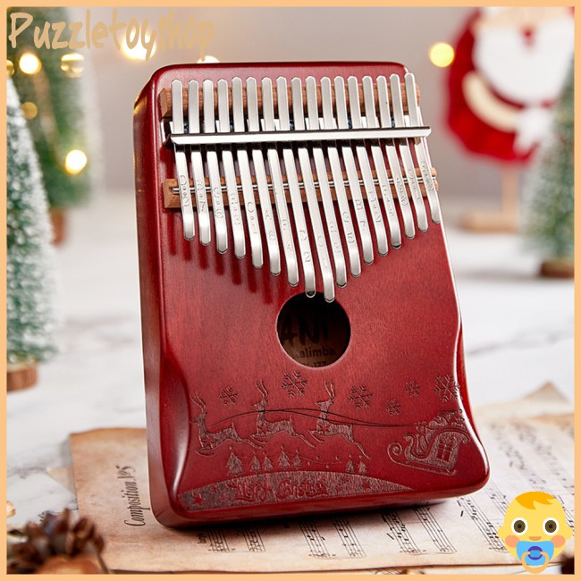 Đàn Kalimba 17 Nốt Chất Liệu Gỗ Phong Cách Giáng Sinh