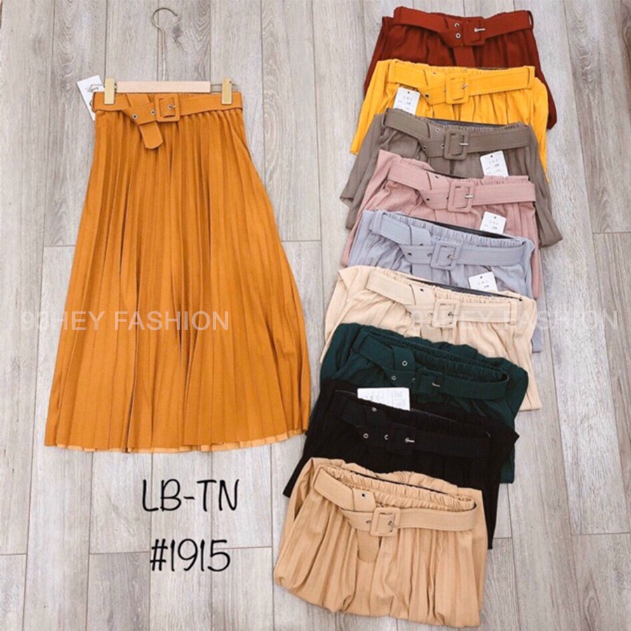 Chân Váy Xếp Ly Dáng Lửng Kèm Đai Hàng Đẹp Quảng Châu 93HEY CV03 | BigBuy360 - bigbuy360.vn