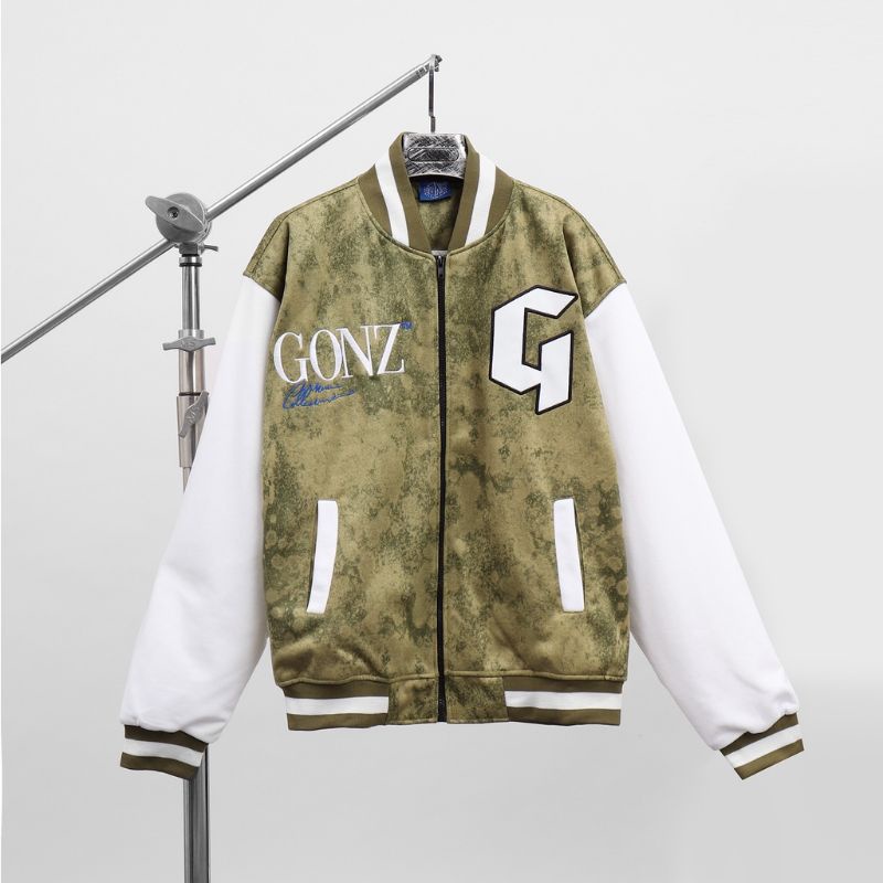 Áo Khoác  Nhung Tăm Jacket Varsity Form Rộng Gonz