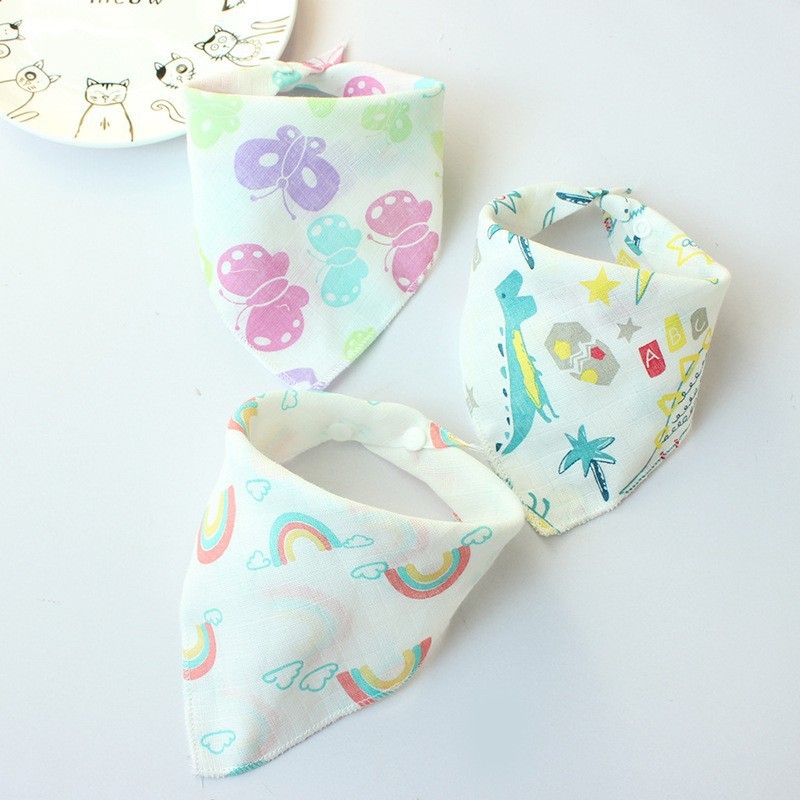 Baby Bibs Triangle Cotton Cartoon Print Bibs Feeding Acessorios