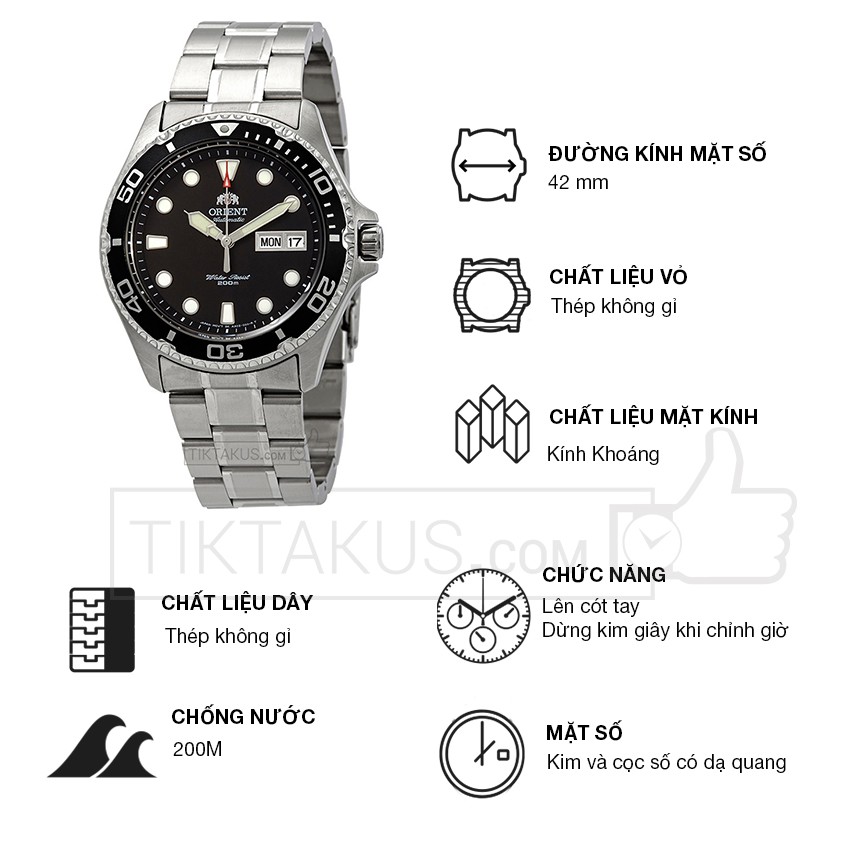 Đồng hồ nam dây sắt Orient Ray 2 FAA02004B9