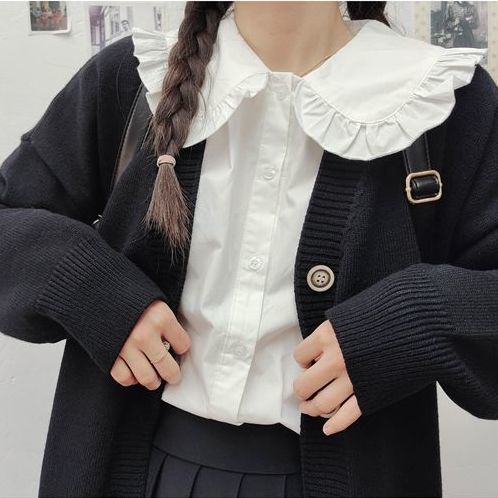 Áo sơ mi trắng dáng rộng phong cách Hàn Quốc Nhật Bản thời trang mùa thu 2021 dành cho nữ