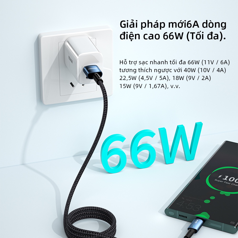 Dây Cáp Sạc Nhanh Essager 6A 66W