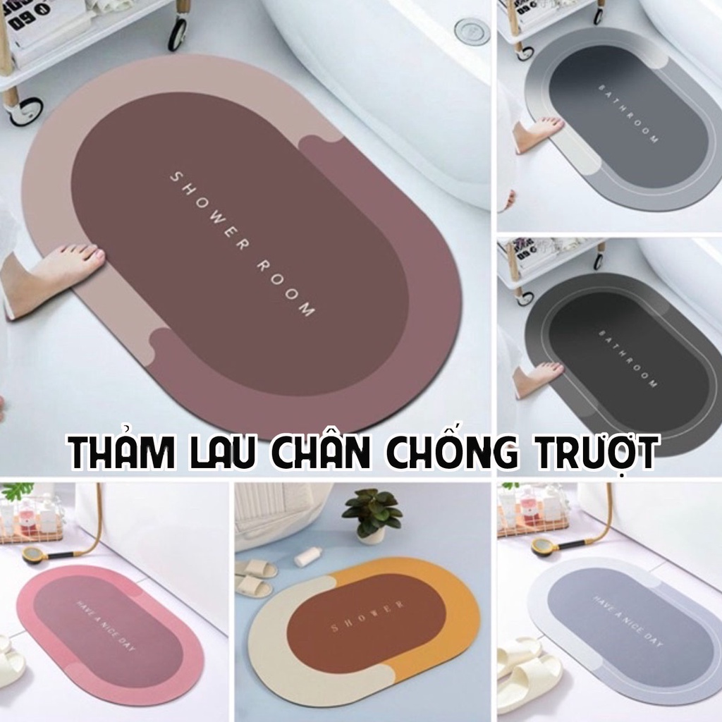 Thảm lau chân chùi chân CHỐNG TRƯỢT nhà tắm TACHI STORE chất liệu Slicon siêu thâm hút đế cao su chất liệu siêu dày