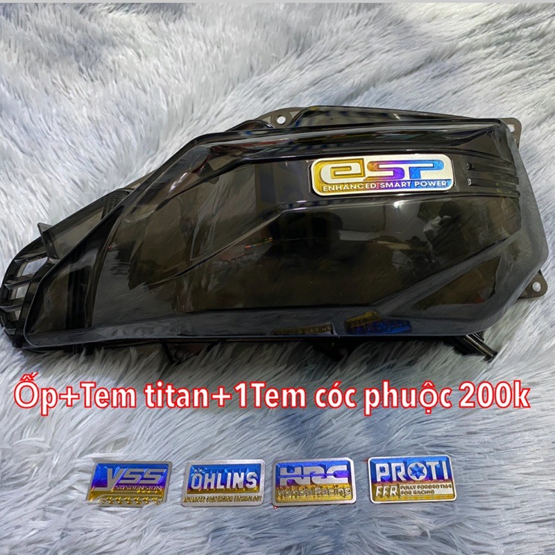 [TẶNG Titan Chân Phuộc] Ốp Pô E VARIO/CLICK/AB + Tem ESP  Tặng Kèm Logo titan Cóc Chân phuộc